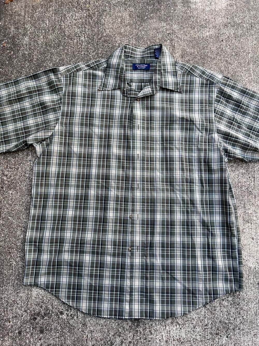 Roundtree & Yorke Plaid Short Sleeve Button Up Shirt Size L